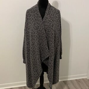 Renee C. Gray Leopard Print Drape Cardigan